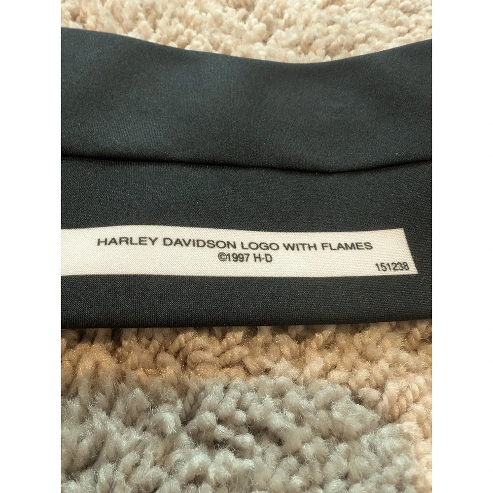 vintage HARLEY DAVIDSON necktie BLACK W/ FLAMES ralph marlin MOTORCYCLE USA 1997